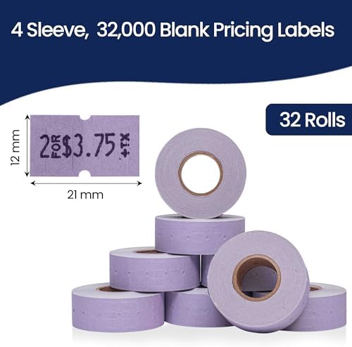 Perco 1 Line Lavender Labels - 32,000 Blank Price and Date Gun Labels for Perco Lite, X, Plus and Pro 1 Line Price and Date Guns - 32 Rolls, 4 Sleeves - Made in USA - Image 3