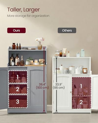 VASAGLE Tall Bathroom Storage Cabinet, Floor Cabinet with 2 Doors, 39.4" H - Image 4