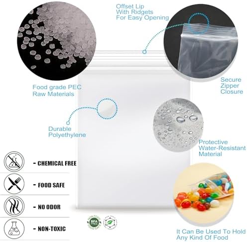 2''x 2'', (Pack of 100) 2 mil Thick Clear Plastic Reclosable Zip Poly Bags with Resealable Lock Seal Zipper for Photo, Jewelry, Bakery, Treats, Travel, Storage, Packaging & Shipping - Image 5