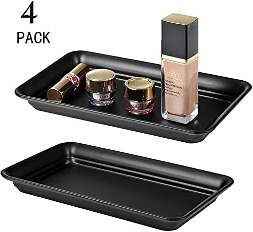 SheeChung Metal Vanity Tray, Bathroom Counter Storage Tray, Black 4 Pack - Image 2