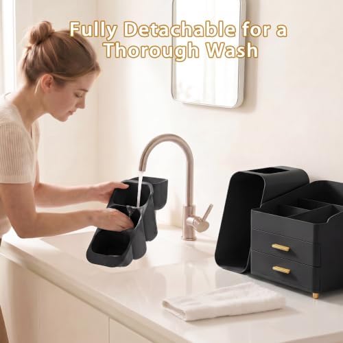 Large Capacity Makeup Organizer Countertop with Makeup Brush Holder for Vanity, Thickened Material, Bathroom Countertop Organizer Skin Care Perfumes Storage, Teen Girl Gifts for 12-23 Year - Image 6