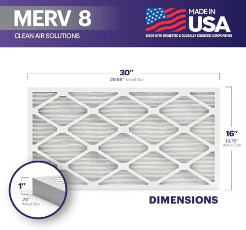 BNX TruFilter 16x30x1 Air Filter MERV 8 (4-Pack) - MADE IN USA – Dust & Pet Defense Electrostatic Pleated Air Conditioner HVAC AC Furnace Filters for Dust, Pet, Mold, Pollen MPR 600 – 700 & FPR 5 - Image 2