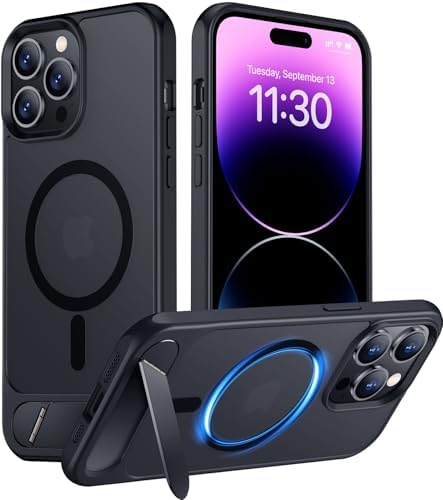 Temdan Magnetic Compatible with iPhone 14 Pro Max Case, [Built-in Invisible Kickstand][Compatible with MagSafe] [Military Grade Shockproof] Slim Translucent Matte Phone Case for iPhone 14 Pro Max 6.7" by Temdan