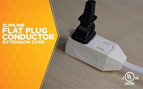 Woods Slimline Extension Cord - 16/2 Indoor Flat Plug with Right Angled Design - 3 Grounded Outlets - Space Saving Profile - UL Listed - 13 Amp - 125 Volt - White - 13 Feet (Pack of 12) - Image 2