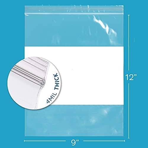 9" x 12" Zip Bags, 100 Pack, 4 Mil Heavy Duty, Write with White Block, GPI - Image 2
