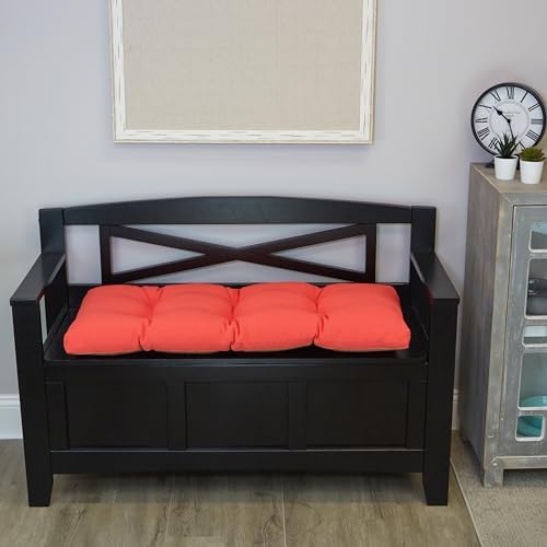 Klear Vu The Gripper Omega Non-Slip Tufted Bench Cushion for Indoor Furniture, Assembled in USA, Entryway Storage, Bay Window, Corner Nook or Piano Seat, 33 Inches, Solid Coral - Image 2