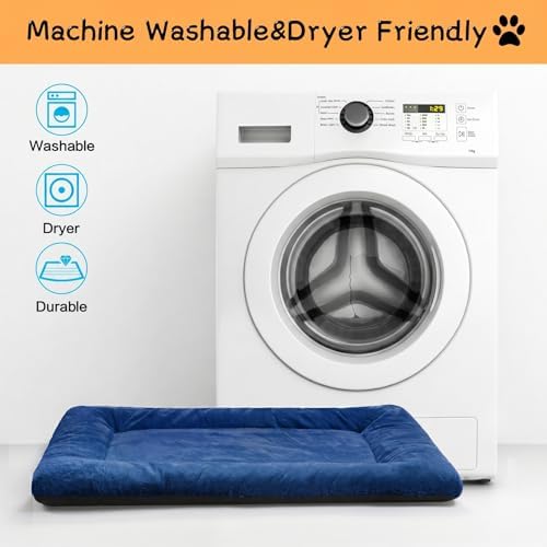 Dog Crate Pad Washable Dog Bed for Crate Medium Cozy Mat 36-Inch Navy Blue - Image 5