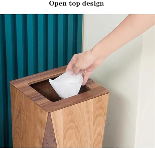 Wooden Waste Basket with Lid Stylish Rhombus Design Trash Can for Home Ideal for Living Room Bedroom Bathroom Multi Colored Bin with Inner Bucket Functional and Decorativ - Image 4