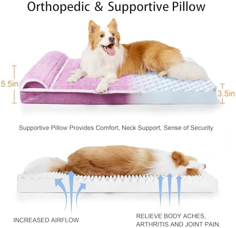 Orthopedic Large Dog Bed Pillow Pet Sofa Bed 42''X28'' Lilac - Image 6