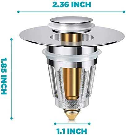 Universal Bathroom Sink Stopper, for 1.1-1.5 Inch Bullet Core Push Type Basin Pop Up Drain Filter, Bathtub Converter Sink Drain Strainer Plug No Overflow with Basket Hair Catcher - Image 5