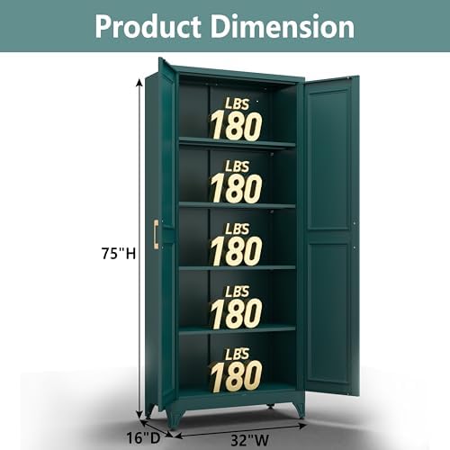 Polup 75" Pantry Cabinet, Tall Metal Storage Cabinet with Doors and Shelves - Image 3