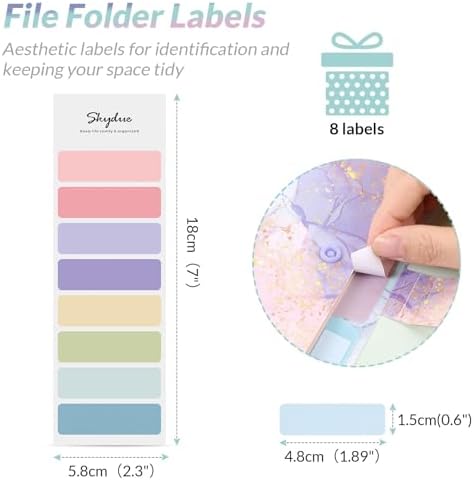 SKYDUE Expanding File Folder with 5 Pockets, Cute Accordion File Organizer, Letter Size Filing Folder, Letter Size Folders for Documents, School Office Supplies Marble Pink - Image 3