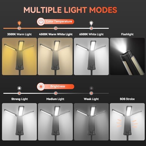 15000mAh Rechargeable Camping Light with Stand, Cordless Work Light, Black - Image 4