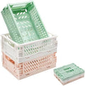 3 Pack Large Plastic Storage Basket for Shelf Organizing, Collapsible Crate Folding Storage Bin for Desk Organizier Stackable Containers for Home Kitchen Classroom Office Bathroom Storage(10x6.5x2.7") by Unknown