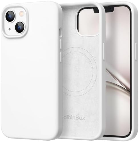 GolbinBox Magnetic for iPhone 15 Case, Silicone Cover, White by GolbinBox