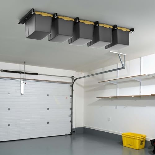 WALMANN Ceiling Tote Storage Rails, Heavy Duty Garage Ceiling Bins Rack - Image 2