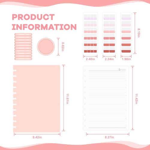 Discbound Notebook, 8-Disc Disbound Planner with Removable Pages, 180 Pages Spiral Notebook, Poly Cover Discbound Planner for Work, Travel, Note Taking(With Index Sticker),Pink,A4 - Image 2
