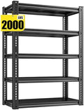 REIBII Garage Shelving Load 2000 LBS, Adjustable 5-Tier Storage Shelves, Metal Shelving Units and Storage Rack Shelf for Garage, Basement, Kitchen, 32" W x 17" D x 72" H, Black by REIBII