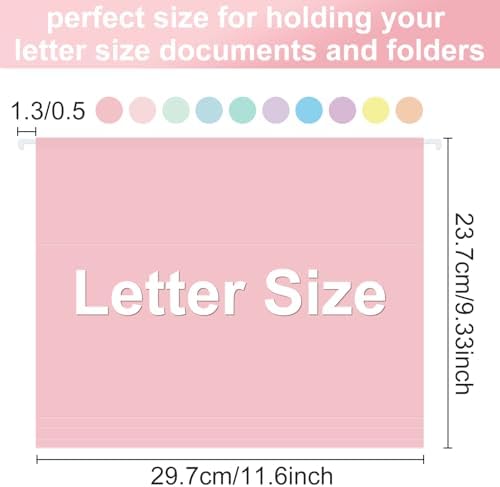 Hanging File Folders, 60 Pack Letter Size Hanging File folders with 1/5-cut Tabs, Stay Organized for Your Home and Office Bulk File, Documents and Paper, Macaron 10 Colors - Image 2