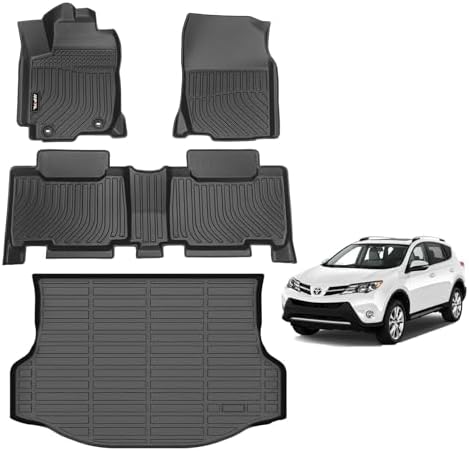AIPOIL® Custom Fit TPE Floor Mats & Cargo Liners for 2013-2018 Toyota RAV4 (Not Hybrid or Prime), Raised Edge Non-Slip All-Weather Waterproof Stain-Resistant Durable Mats by AIPOIL