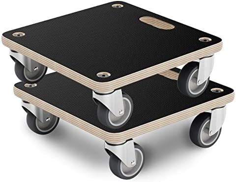 Furniture Mover Dolly Portable Wood Rolling Mover for Heavy Furniture Sofa Cabinet Refrigerator, with 4 360° Rotatable Rubber Universal Wheels, 550 Lbs Capacity, Black (2 Packs) by DrTakepeak
