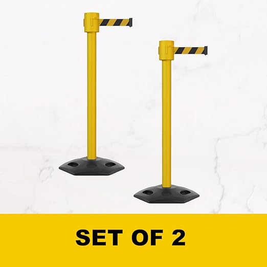 Montour Line MSR760 Set of 2 Retractable Belt Barrier Stanchion, Rubber Base - Image 3