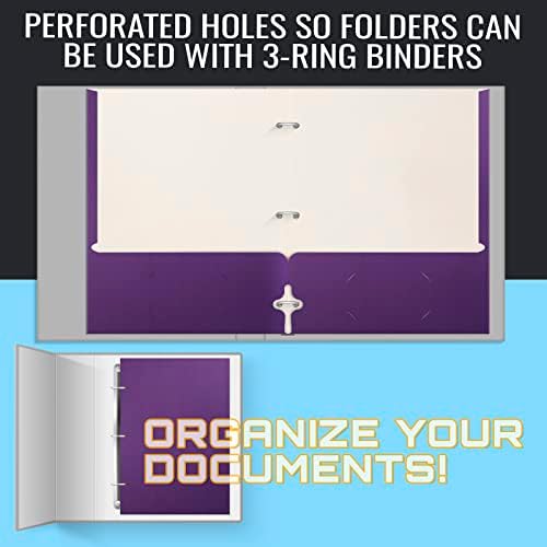 Better Office Products Two Pocket Portfolio Folders, 50-Pack, Purple, Letter Size Paper Folders, 50 Pieces, Purple - Image 5