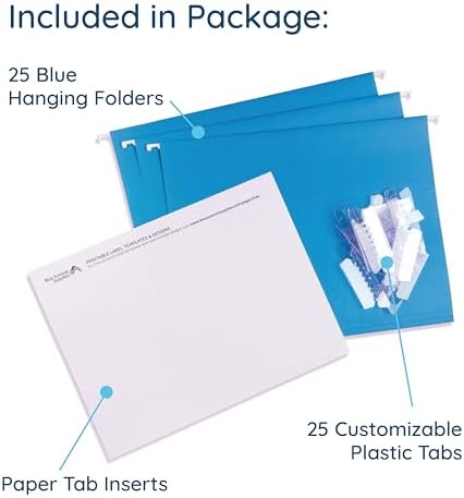 Blue Summit Supplies 25 Hanging File Folders, Letter Size, Blue - Image 2