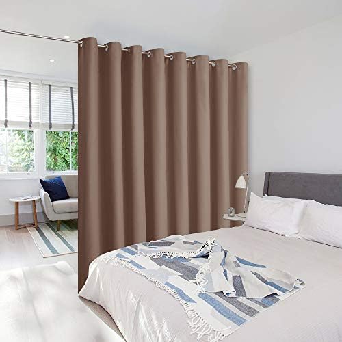 NICETOWN Noise Reducing Room Dividers Curtains Screens Partition Panels, Wide Width Grommet Top Divider for Living, Bedroom, Baby Room (One Pack, 7ft Tall x 15ft Wide, Cappuccino) by NICETOWN