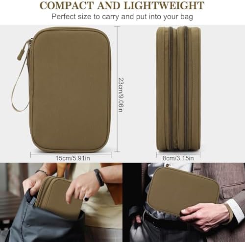 FYY Electronic Organizer, Travel Tech Pouch Bag, Large, Brown - Image 2