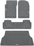Motor Trend FlexTough™ Heavy Duty Gray Rubber Car Floor Mats All Weather & Cargo Liner for SUV Full Set - Universal Trim to Fit Automotive Floor Mat & Trunk Mats for Cars Interior Accessories by MotorTrend