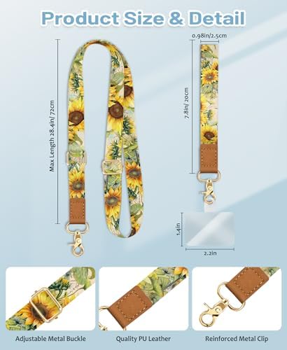 Yonlevres Phone Lanyard Crossbody Strap Wrist Neck Adjustable Women Flower - Image 6