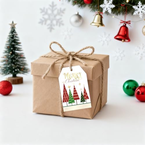 joycraft 50Pcs Merry Christmas Tags with String, Red & Green Christmas Tags - Image 5