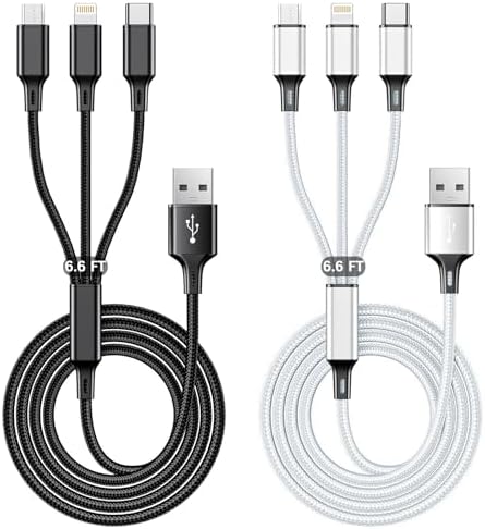 Travel Essentials Multi USB Charging Cable 3A, (2Pack 6.6FT) Charging Cable by Yrcxtxjy