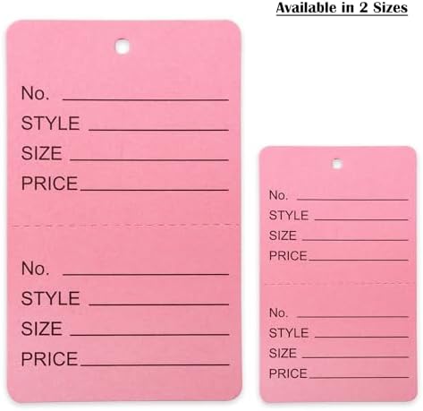 1000 Qty 1 3/4 x 2 7/8 (44x73mm) Assorted Unstrung Colored Price/Receipt Tags w/Easy-Tear Stub (Consignment/Merchandise/Clothing/Jewelry/Laundry/Sales) – Number/Style/Size/Price - Image 7