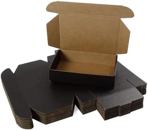 9x6x2 Inches Shipping Boxes Pack of 25, Black Corrugated Cardboard Boxes for Small Bussiness, Packing and Mailing by Sodissa