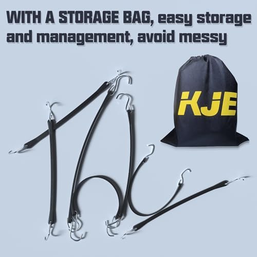 KJE 20Pack (15", 21", 31") Rubber Bungee Cords with S Hooks - Quality EPDM, Heavy Duty Black Bungee Straps, Ideal for Outdoor Tie Downs, Securing Tarps, Canvases, Cargo in Cold Hot Climates - Image 5