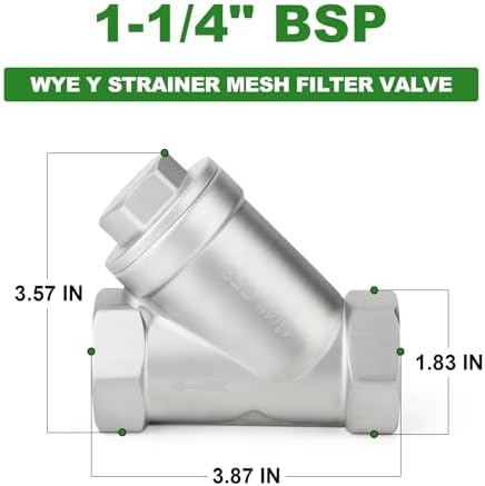 TAISHER 1Pcs 304 Stainless Steel 1-1/4" BSP Female WYE Y Strainer Mesh Filter Valve CF8 WOG 800 - Image 2