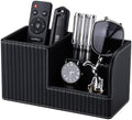 KINGFOM Desk Pen Organizer Office Supplies Caddy Pu Leather Multi-function Storage Box Pen/Pencil,Cell phone, Business Name Cards Remote Control Holder (Black) by KingfomLeatherHomeOfficeDecor