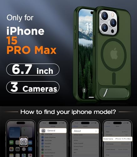 Temdan Magnetic Compatible with iPhone 15 Pro Max Case, [Built-in Invisible Kickstand][Compatible with MagSafe][Military Grade Shockproof] Slim Translucent Matte Phone Case for iPhone 15 Pro Max 6.7" - Image 2