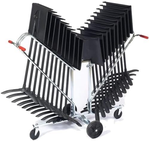 Pemberly Row Steel Music Stand Dolly, Zinc Silver Finish, 47"H x 27"W x 59"D, 15-Gauge Metal Construction, Holds 20 Stands, Large Wheels, Ergonomic Rubber Handles, Heavy-Duty Transport Cart for Events by PEMBERLYROW
