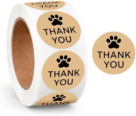 500 Pcs Thank You Dog Stickers Dog Paw Print Thank You Stickers for Shipping Mailers, Bags, Boxes, Tags, Greeting Cards, Present for Sealing and Decoration(Brown) by Unknown