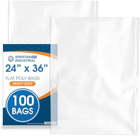 24" X 36" Open-End Flat Poly Bags (100 Count) No Adhesive Strip - 2 Mil by SpartanIndustrial