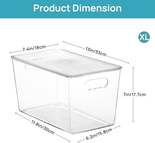 Vtopmart 6 Pack Clear Stackable Storage Bins with Lids and Handles, XLarge - Image 2