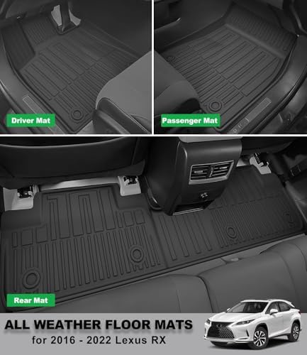 Floor Mats & Trunk Liner for Lexus RX RX350/RX450h 2016-2022 (Not for RXL) - Custom Fit TPE All Weather Car Accessories - Image 3