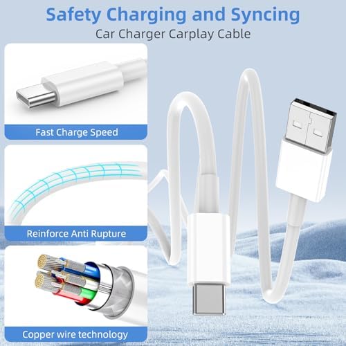 USB A to USB C Cable, CarPlay Cable for iPhone 17 Charger Cord, 2-Pack 6FT - Image 2