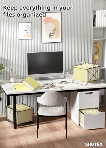 SHUTEX Plastic Hanging File Folder, 12 Pack, Letter Size, Cream Yellow - Image 7