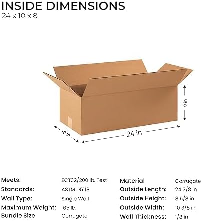 (24 x 10 x 8) - (25 Pack) Corrugated Cardboard Boxes for shipping and moving up to 65 lbs - Image 2