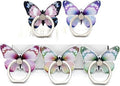 5 Pcs Butterfly Cell Phone Ring Stand Holder, Cute Butterfly Design Finger 360° Rotating Metal Hand Phone Stand Holder, with Adjustable Knob Loop (Purple, Blue,Green,Yellow,Pink) by HZZADZXW