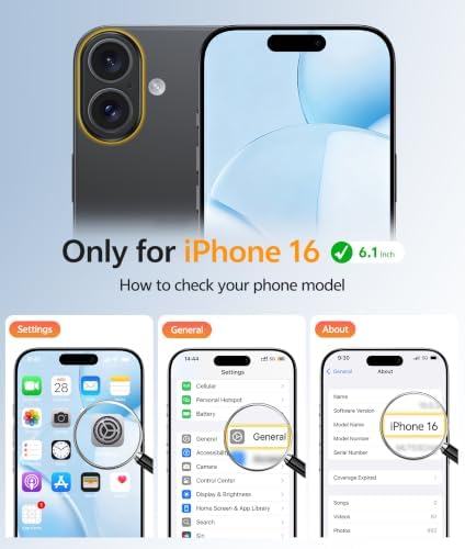 FNTCASE for iPhone 16 Case, Fit for Magsafe, Screen Protector, Black - Image 3
